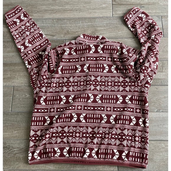 Duluth Trading Pullover Men XL 1/4 Zip Mock Checkpoint Fleece Red Oak Geo Print - Picture 6 of 6